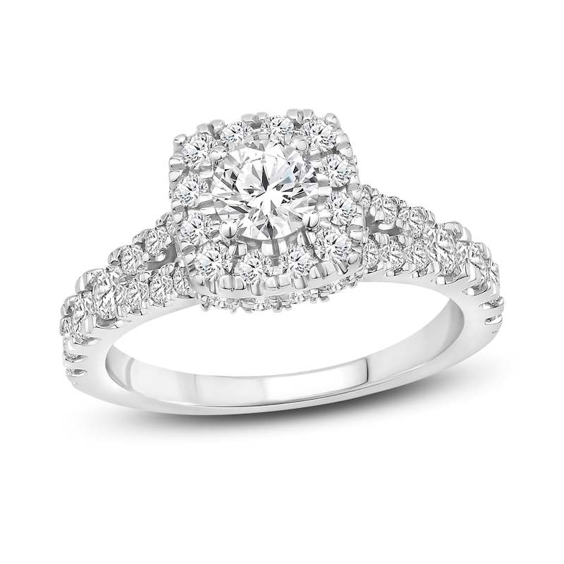 Diamond Engagement Ring 1-5/8 ct tw Round-cut 14K White Gold