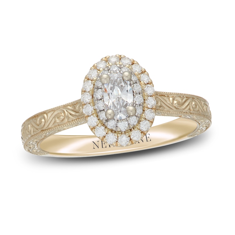 Main Image 3 of Neil Lane Diamond Engagement Ring 1/2 ct tw Oval & Round 14K Two-Tone Gold