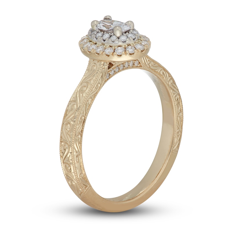 Main Image 4 of Neil Lane Diamond Engagement Ring 1/2 ct tw Oval & Round 14K Two-Tone Gold