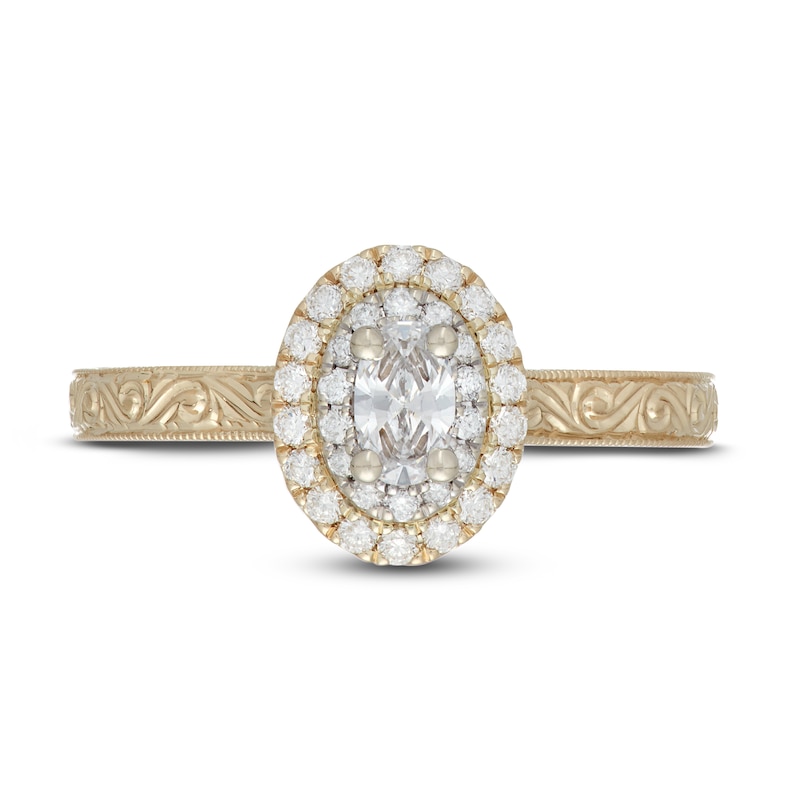 Main Image 5 of Neil Lane Diamond Engagement Ring 1/2 ct tw Oval & Round 14K Two-Tone Gold
