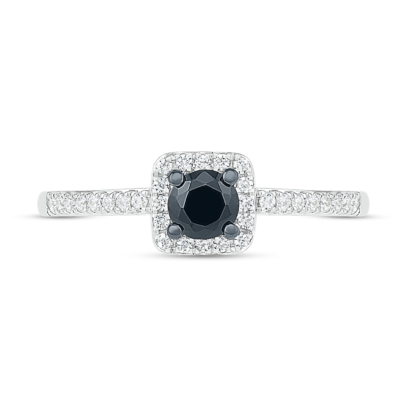 Black & White Diamond Engagement Ring 3/8 ct tw Round-cut 10K White Gold