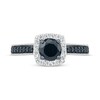 Black & White Diamond Engagement Ring 3/4 ct tw Round-cut 10K White Gold