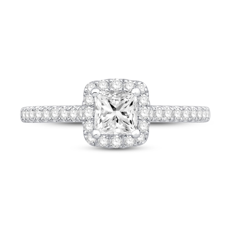 GIA Diamond Engagement Ring 7/8 ct tw Princess/Round 18K White Gold