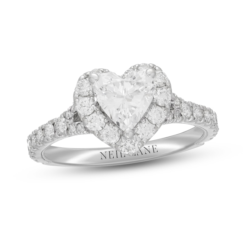 Main Image 1 of Neil Lane Diamond Engagement Ring 1-3/8 ct tw Heart & Round-Cut 14K White Gold