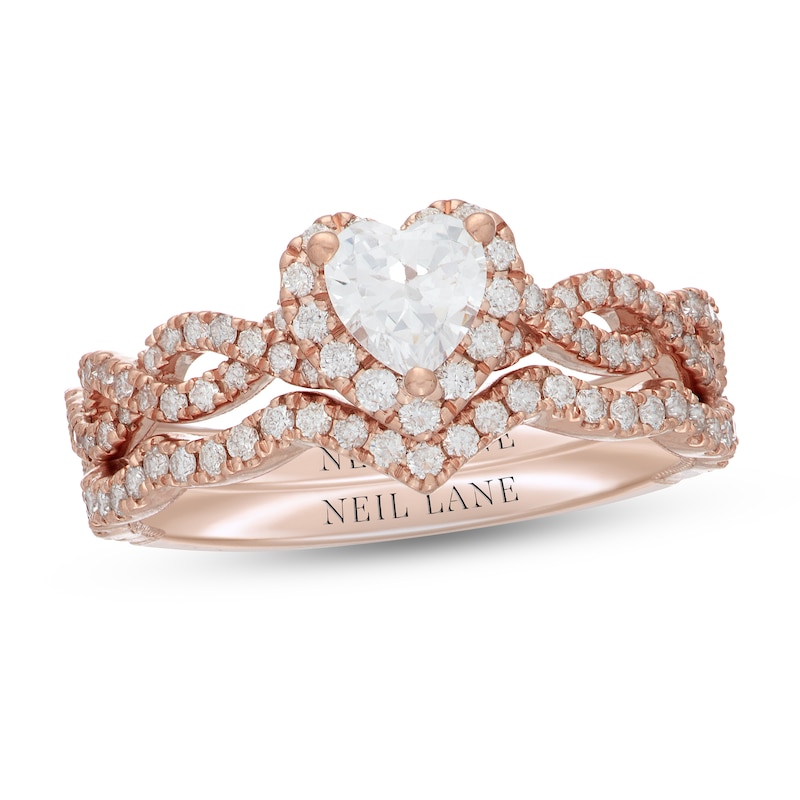 Neil Lane Diamond Bridal Set 1 ct tw Heart & Round-cut-Cut 14K Rose Gold