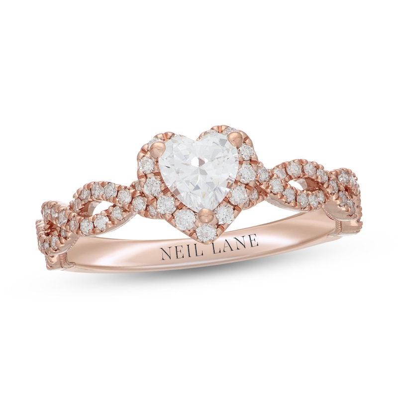 Neil Lane Diamond Engagement Ring 7/8 ct tw Heart & Round-Cut 14K Rose Gold with 360