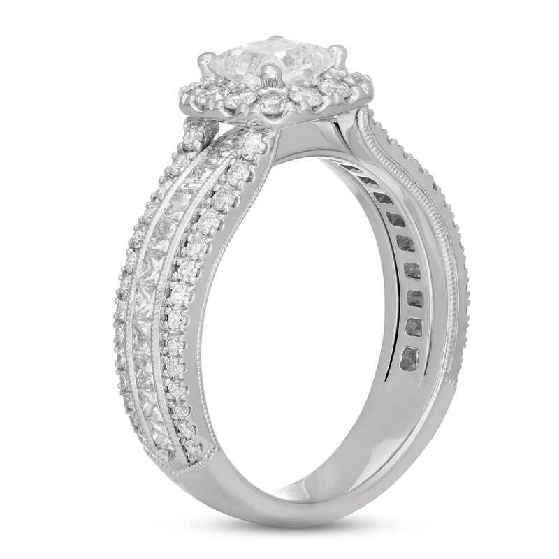 Neil Lane Diamond Engagement Ring 2-1/8 ct tw Princess & Round-cut 14K White Gold