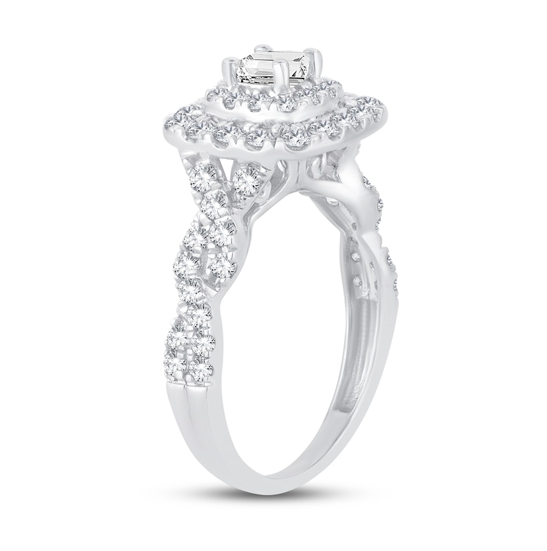 Diamond Engagement Ring 1-1/4 ct tw Princess/Round-Cut 14K White Gold