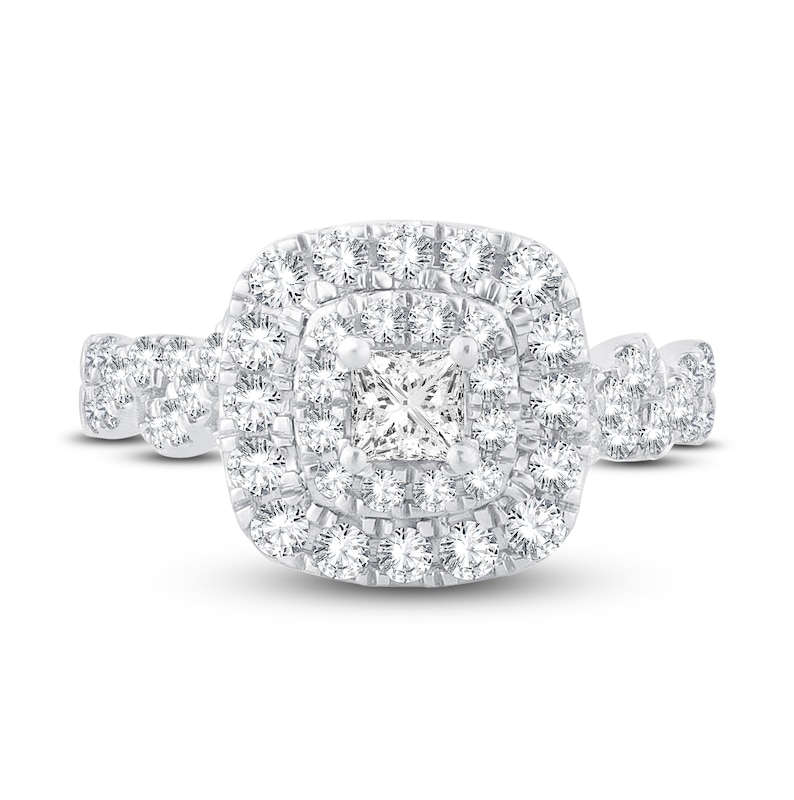 Diamond Engagement Ring 1-1/4 ct tw Princess/Round-Cut 14K White Gold