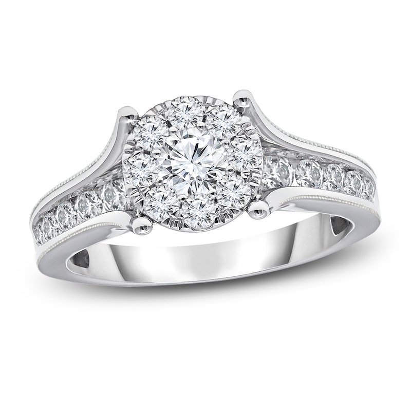 Diamond Engagement Ring 1-3/8 ct tw Round-cut 10K White Gold