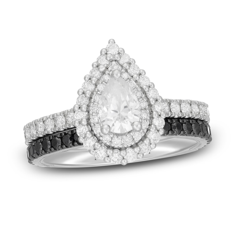 Main Image 1 of Neil Lane White & Black Pear Shaped-cut Diamond Bridal Set 1-1/5 ct tw 14K White Gold