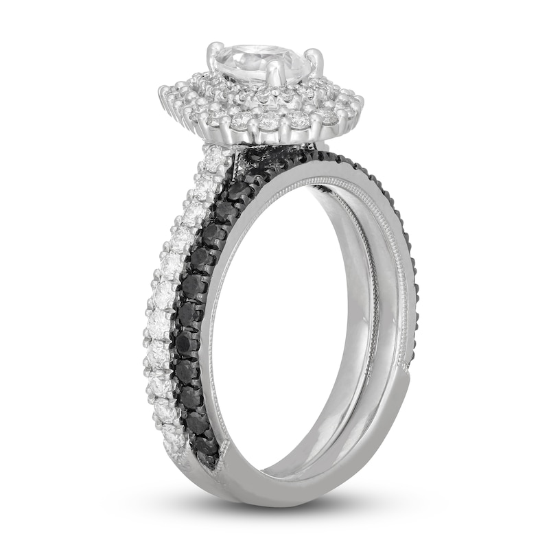 Main Image 2 of Neil Lane White & Black Pear Shaped-cut Diamond Bridal Set 1-1/5 ct tw 14K White Gold