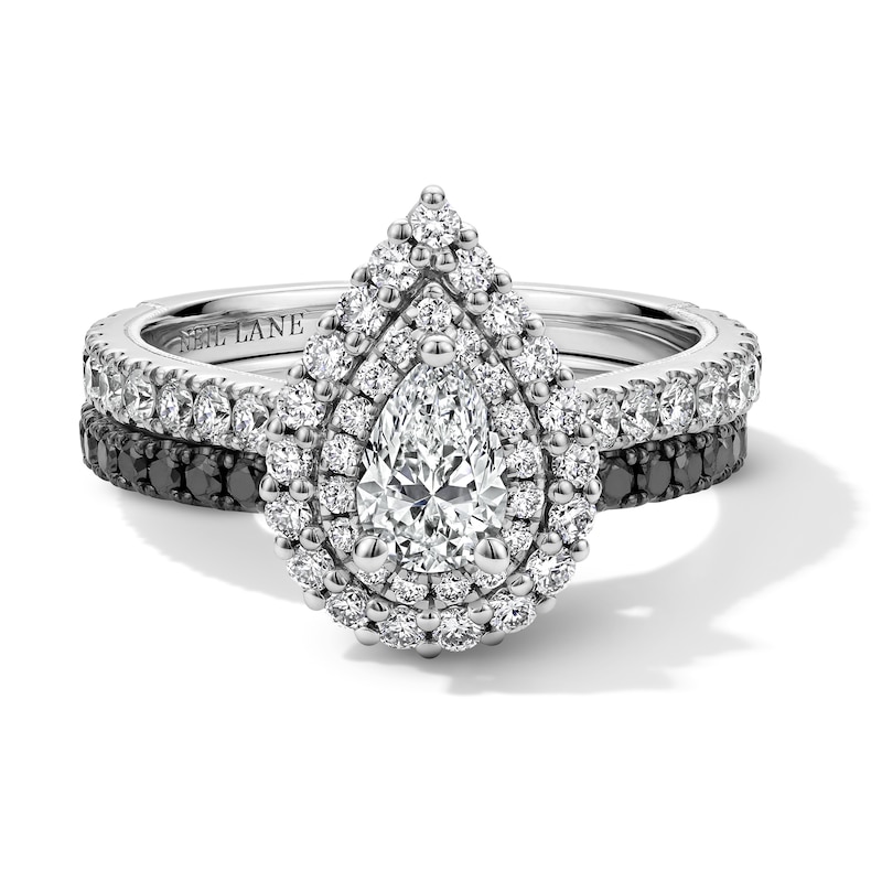 Main Image 3 of Neil Lane White & Black Pear Shaped-cut Diamond Bridal Set 1-1/5 ct tw 14K White Gold