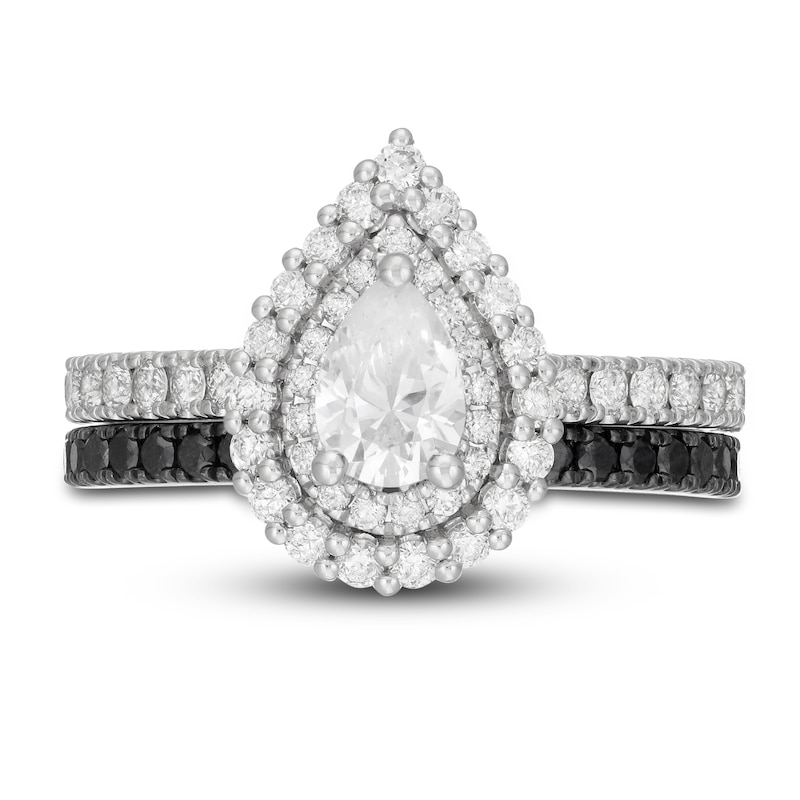 Main Image 4 of Neil Lane White & Black Pear Shaped-cut Diamond Bridal Set 1-1/5 ct tw 14K White Gold