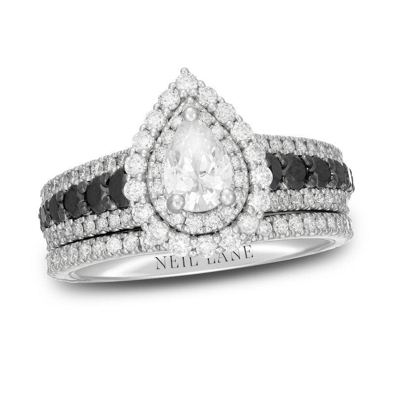 Main Image 1 of Neil Lane White & Black Pear Shaped-cut  Diamond Bridal Set 2 ct tw 14K White Gold