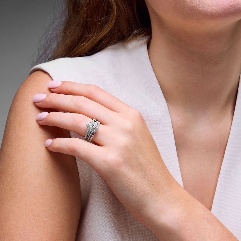 Main Image 5 of Neil Lane White & Black Pear Shaped-cut  Diamond Bridal Set 2 ct tw 14K White Gold