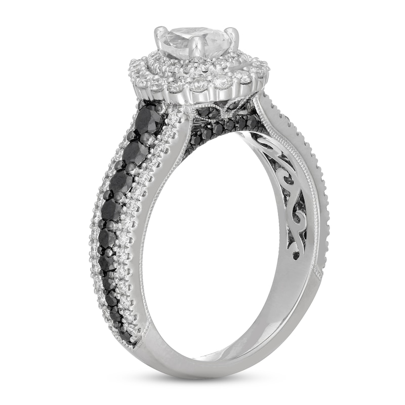 Main Image 6 of Neil Lane White & Black Diamond Engagement Ring 1-3/4 ct tw Pear & Round-cut 14K White Gold