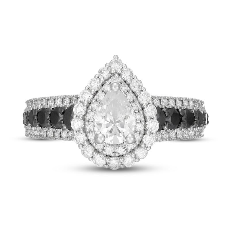 Main Image 7 of Neil Lane White & Black Diamond Engagement Ring 1-3/4 ct tw Pear & Round-cut 14K White Gold