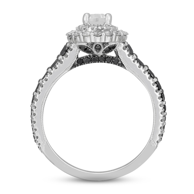 Main Image 8 of Neil Lane White & Black Diamond Engagement Ring 1-3/4 ct tw Pear & Round-cut 14K White Gold