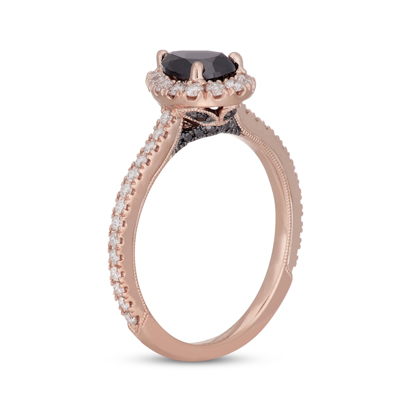Main Image 2 of Neil Lane Black & White Diamond Engagement Ring 1-1/8 ct tw Oval & Round-cut 14K Rose Gold