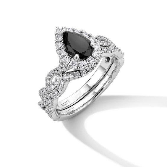 Neil Lane Black & White Pear Shaped Diamond Bridal Set 1-3/4 ct tw 14K White Gold