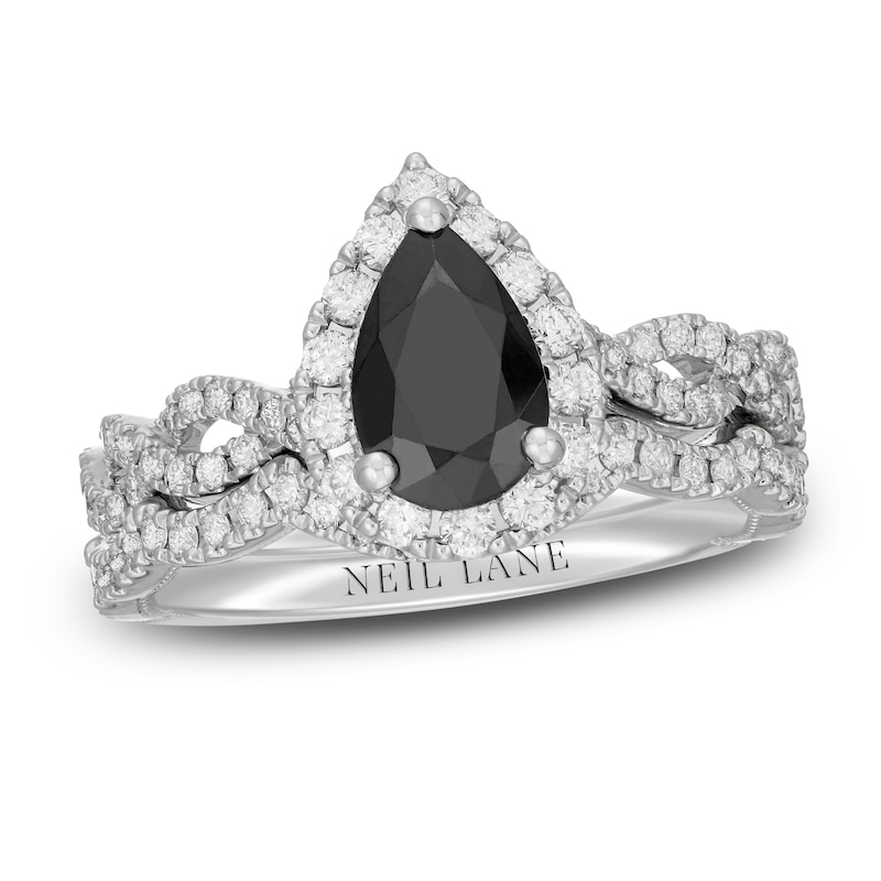 Main Image 1 of Neil Lane Black & White Pear Shaped Diamond Bridal Set 1-3/4 ct tw 14K White Gold