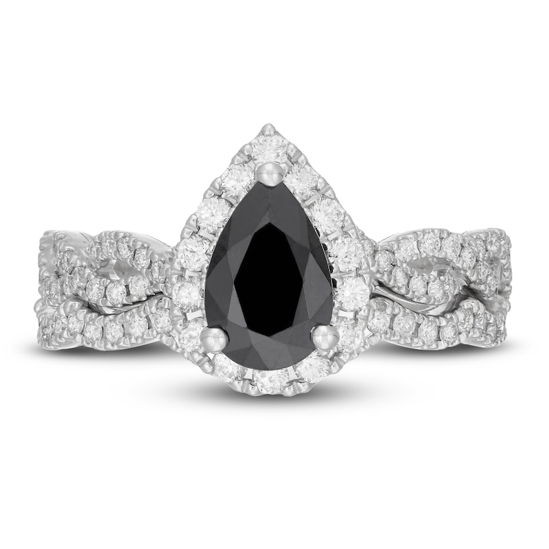 Main Image 4 of Neil Lane Black & White Pear Shaped Diamond Bridal Set 1-3/4 ct tw 14K White Gold