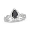 Thumbnail Image 1 of Neil Lane Black & White Diamond Engagement Ring 1-1/2 ct tw Pear & Round-cut 14K White Gold