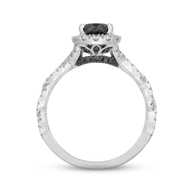 Main Image 3 of Neil Lane Black & White Diamond Engagement Ring 1-1/2 ct tw Pear & Round-cut 14K White Gold