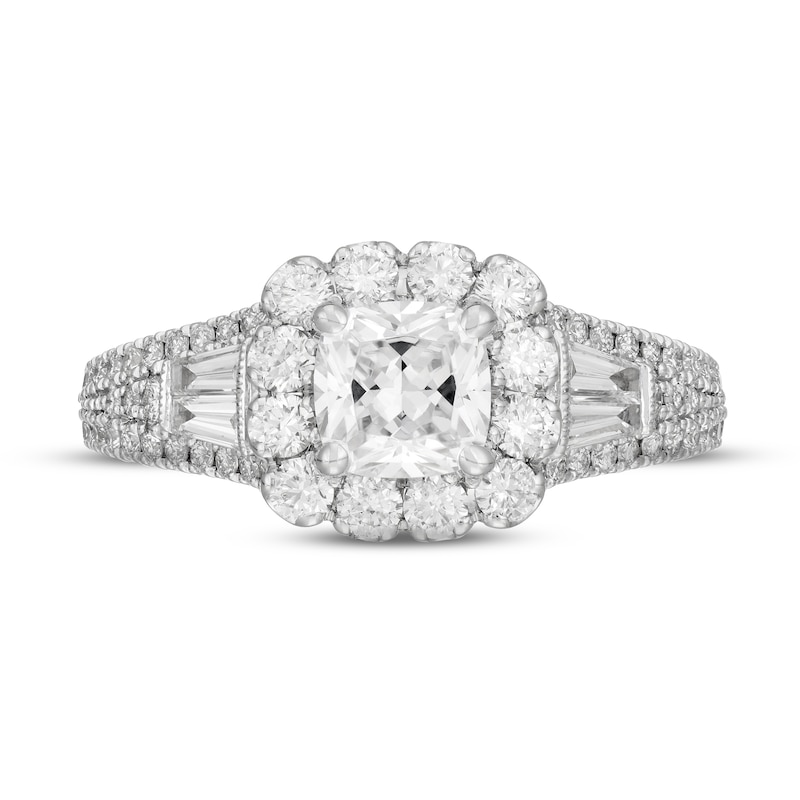 Neil Lane Diamond Engagement Ring 2 ct tw Cushion, Round & Baguette-cut 14K White Gold