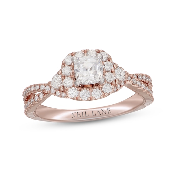 Neil Lane Diamond Engagement Ring 1-1/8 ct tw Cushion & Round-cut 14K ...