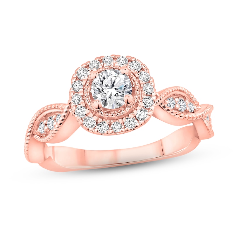 Main Image 1 of Diamond Engagement Ring 5/8 ct tw Round-cut 14K Rose Gold