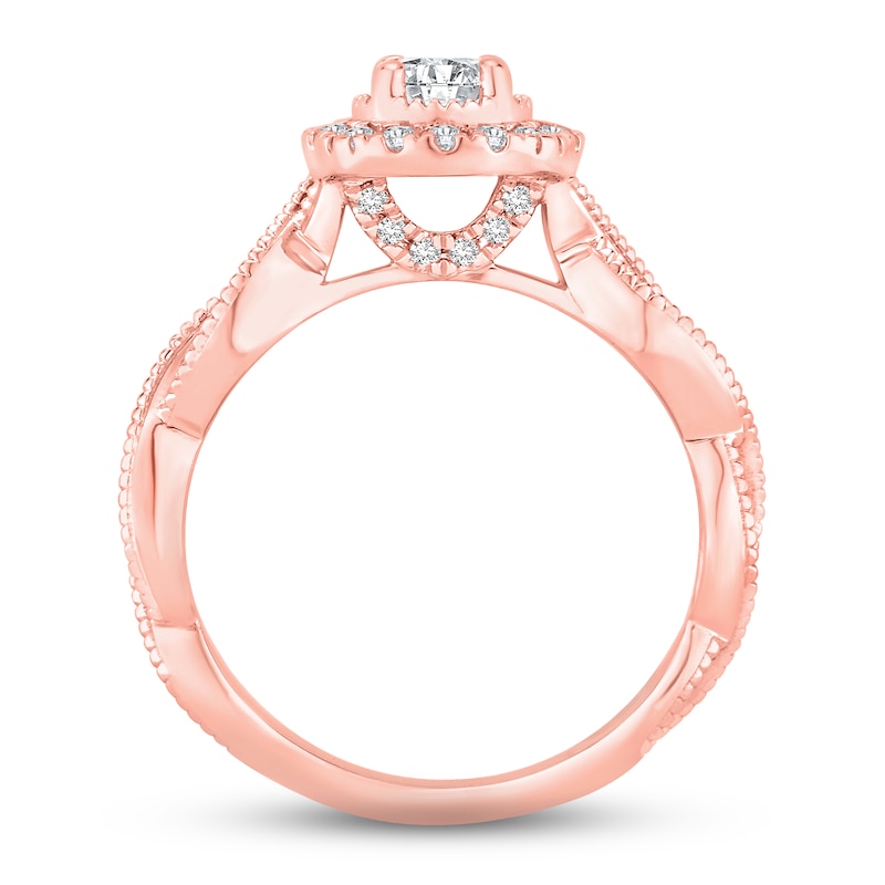 Diamond Engagement Ring 5/8 ct tw Round-cut 14K Rose Gold