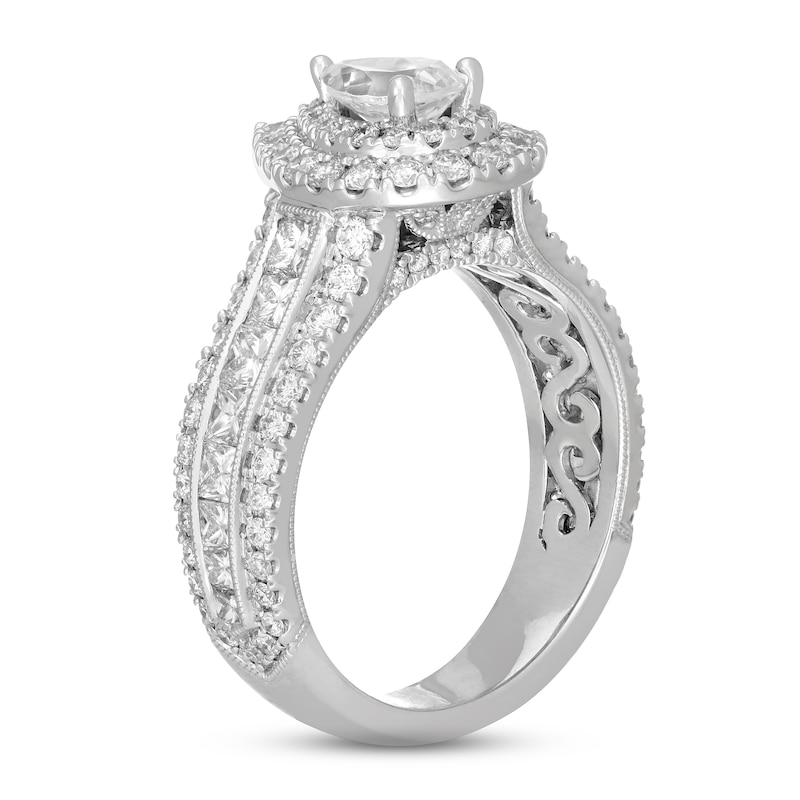 Neil Lane Diamond Engagement Ring 2-3/8 ct tw Pear, Round & Princess-cut 14K White Gold