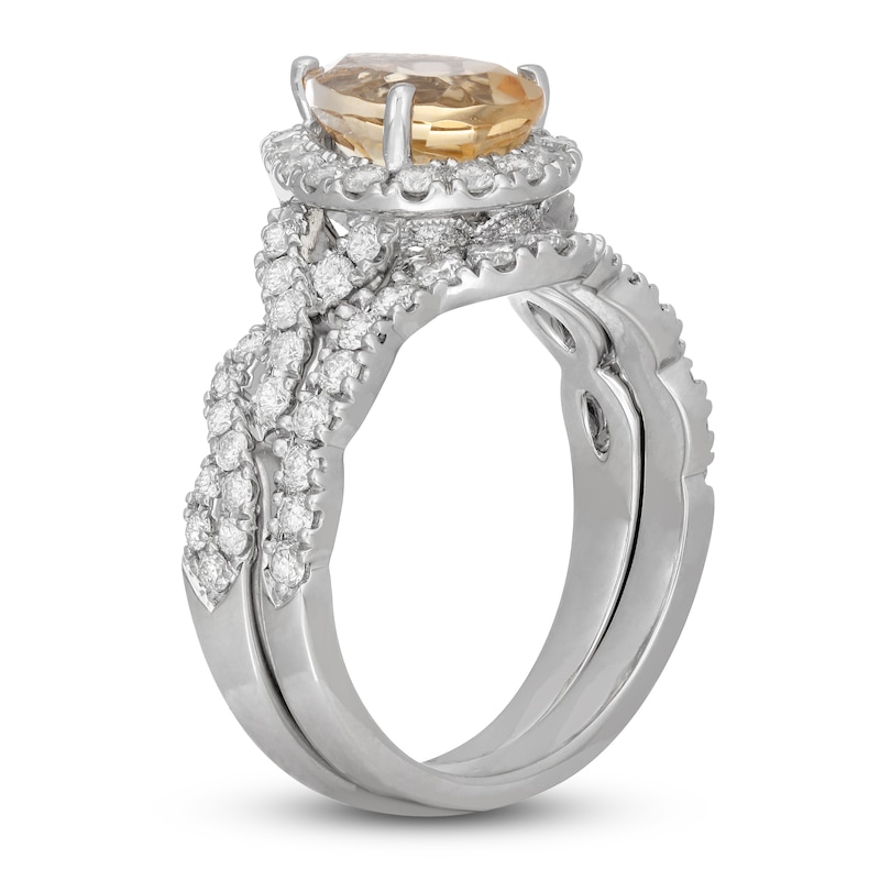 Main Image 2 of Neil Lane Pear Shaped-cut Citrine Bridal Set 1 ct tw Diamonds 14K White Gold