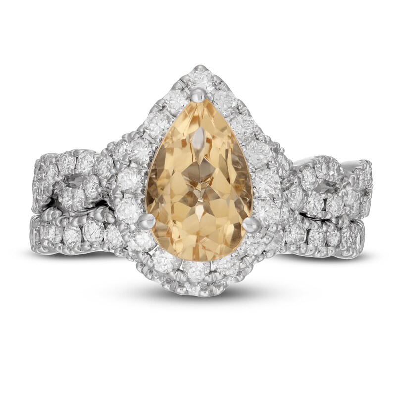 Main Image 3 of Neil Lane Pear Shaped-cut Citrine Bridal Set 1 ct tw Diamonds 14K White Gold