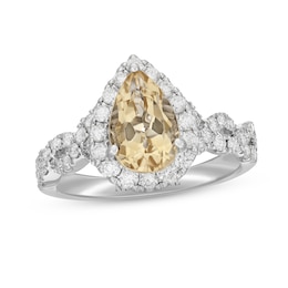Neil Lane Citrine & Diamond Engagement Ring 3/4 ct tw Round-cut 14K White Gold