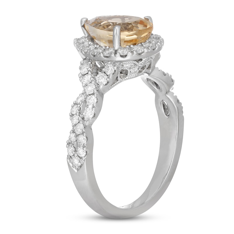 Neil Lane Citrine & Diamond Engagement Ring 3/4 ct tw Round-cut 14K White Gold