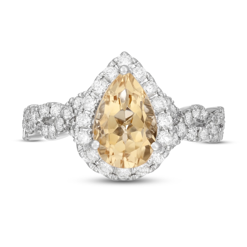Neil Lane Citrine & Diamond Engagement Ring 3/4 ct tw Round-cut 14K White Gold