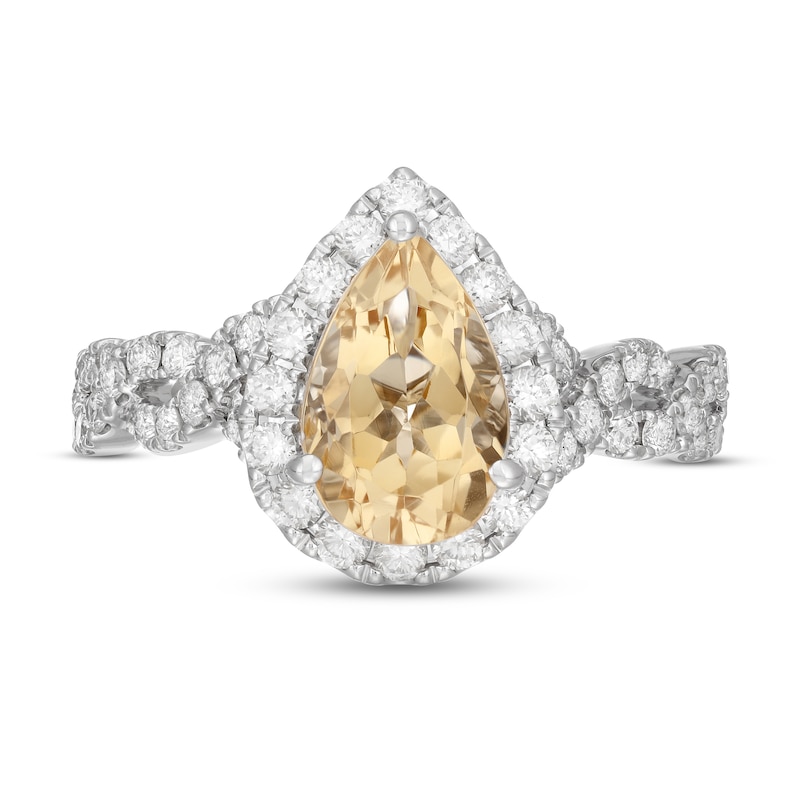 Neil Lane Citrine & Diamond Engagement Ring 3/4 ct tw Round-cut 14K ...