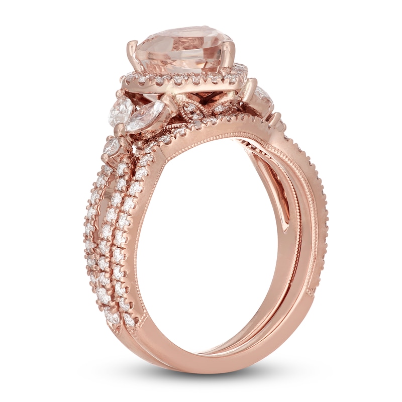 Main Image 2 of Neil Lane Heart-cut Morganite Bridal Set 1 ct tw Diamonds 14K Rose Gold