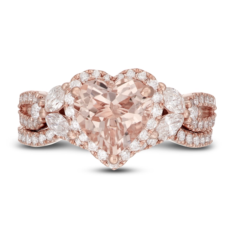 Main Image 3 of Neil Lane Heart-cut Morganite Bridal Set 1 ct tw Diamonds 14K Rose Gold