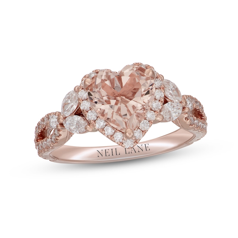 Main Image 4 of Neil Lane Morganite & Diamond Engagement Ring 7/8 ct tw Marquise & Round-cut 14K Rose Gold