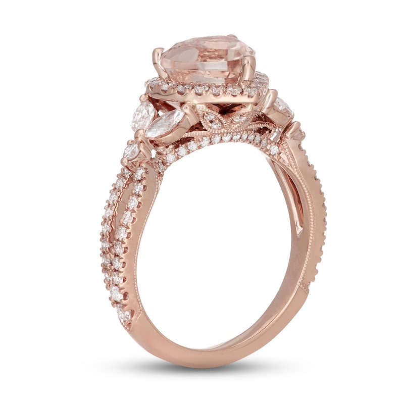 Main Image 5 of Neil Lane Morganite & Diamond Engagement Ring 7/8 ct tw Marquise & Round-cut 14K Rose Gold