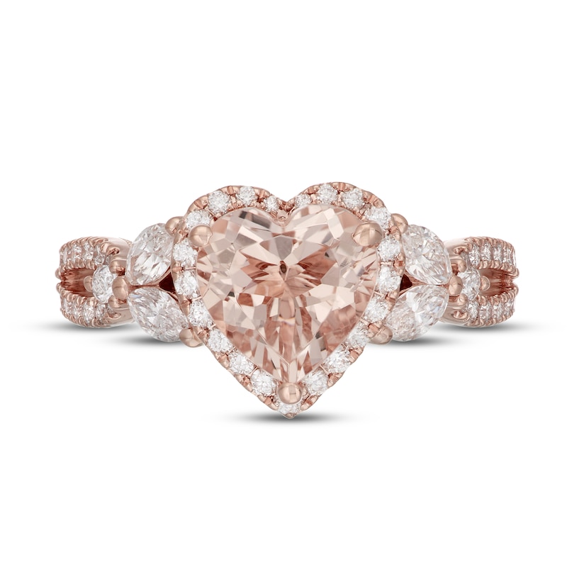 Neil Lane Morganite & Diamond Engagement Ring 7/8 ct tw Marquise & Round-cut 14K Rose Gold