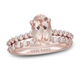 Neil LaneOval-cut Morganite Bridal Set 7/8 ct tw Diamonds 14K Rose Gold