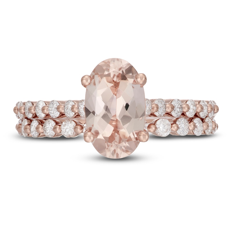 Main Image 3 of Neil LaneOval-cut Morganite Bridal Set 7/8 ct tw Diamonds 14K Rose Gold