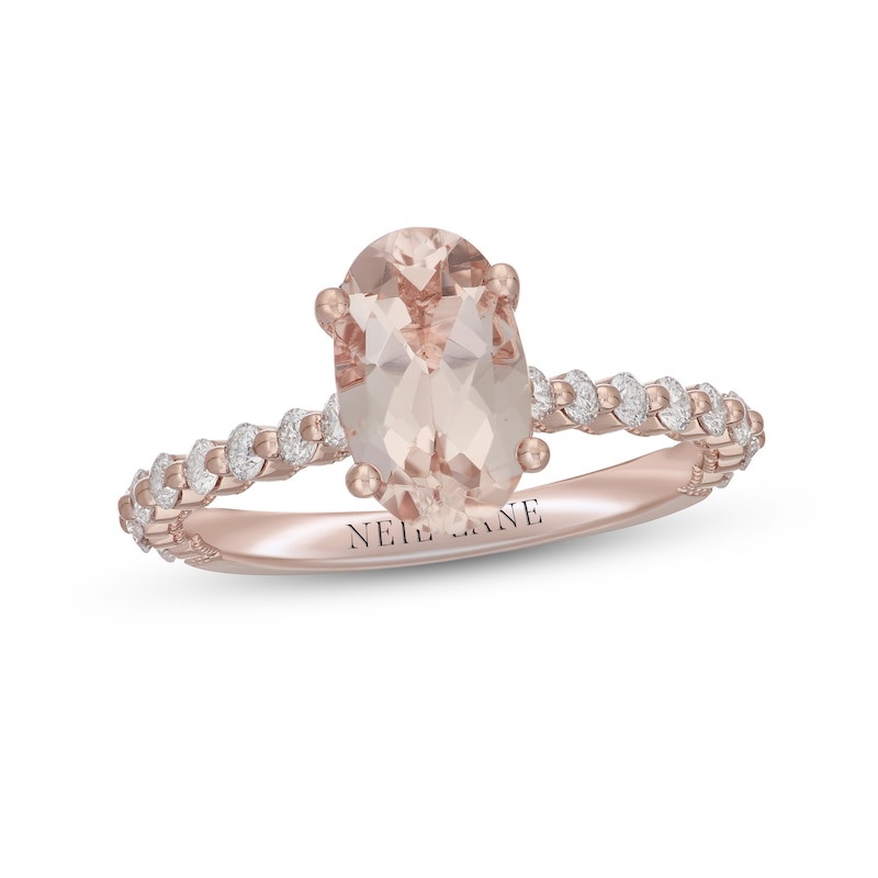 Main Image 1 of Neil Lane Morganite & Diamond Engagement Ring 1/2 ct tw Round-cut 14K Rose Gold