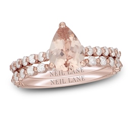Neil Lane Pear Shaped-cut Morganite Bridal Set 7/8 ct tw Diamonds 14K Rose Gold