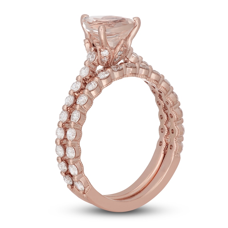 Main Image 2 of Neil Lane Pear Shaped-cut Morganite Bridal Set 7/8 ct tw Diamonds 14K Rose Gold
